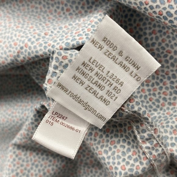 Rodd & Gunn Sports Fit Micro Pattern Short Sleeve Button Up (White/Blue/Orange) - Picture 16 of 16